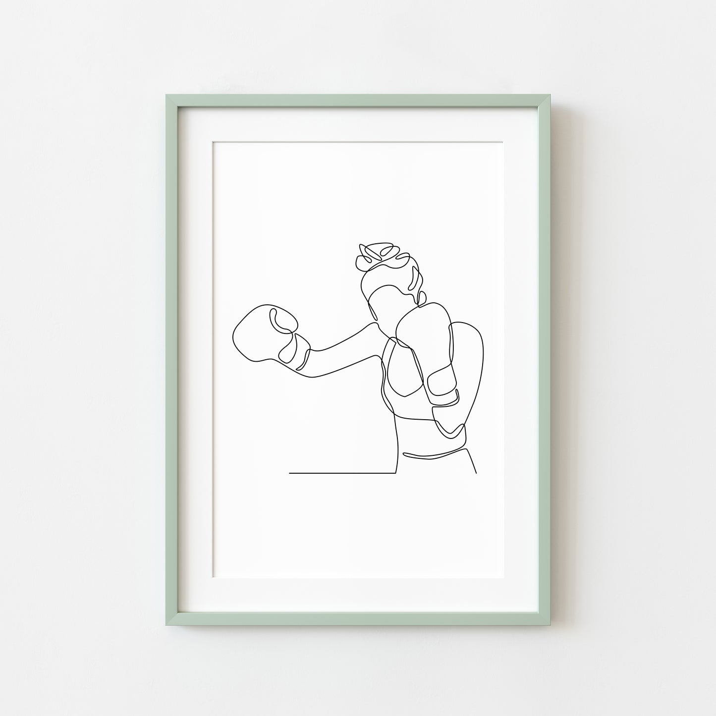 Woman's boxing sport print line drawing unframed wall art poster print