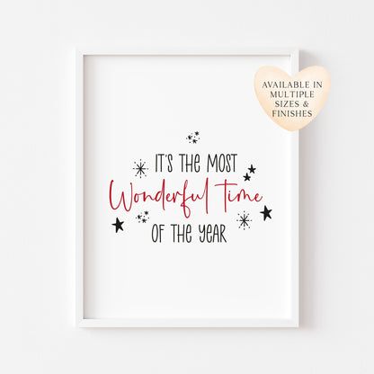 It's the most wonderful time of the year, black and red seasonal xmas unframed wall art poster print