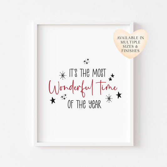 It's the most wonderful time of the year, black and red seasonal xmas unframed wall art poster print