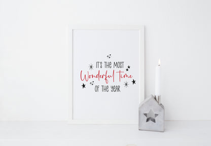 It's the most wonderful time of the year, black and red seasonal xmas unframed wall art poster print