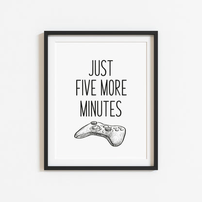 Just five more minutes gamer XBOX illustration style unframed wall art poster print
