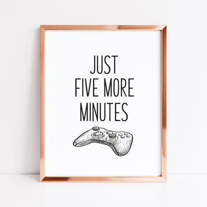 Just five more minutes gamer XBOX illustration style unframed wall art poster print
