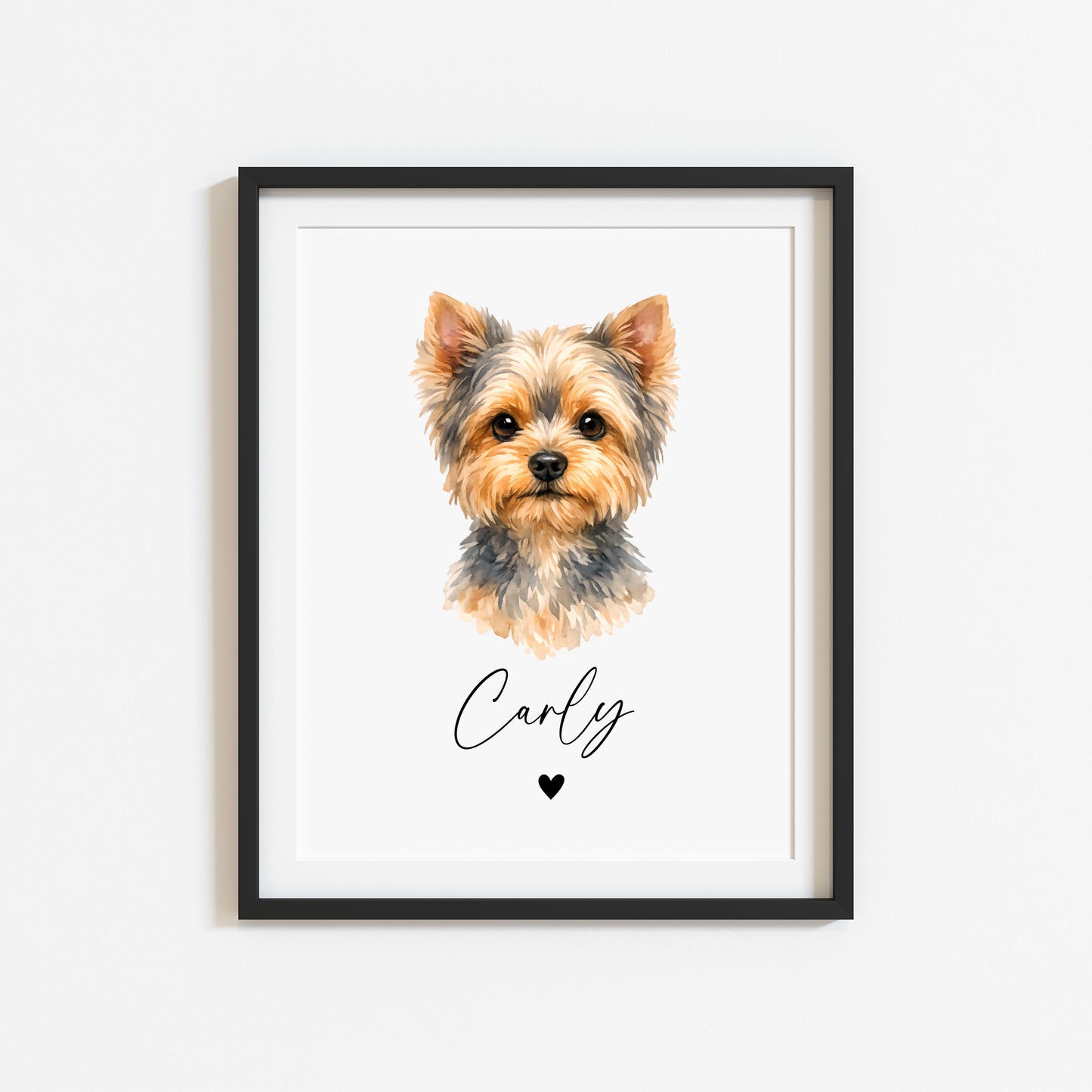 Personalised Yorkshire Terrier Dog Print Custom Name Pet portrait watercolour unframed wall art
