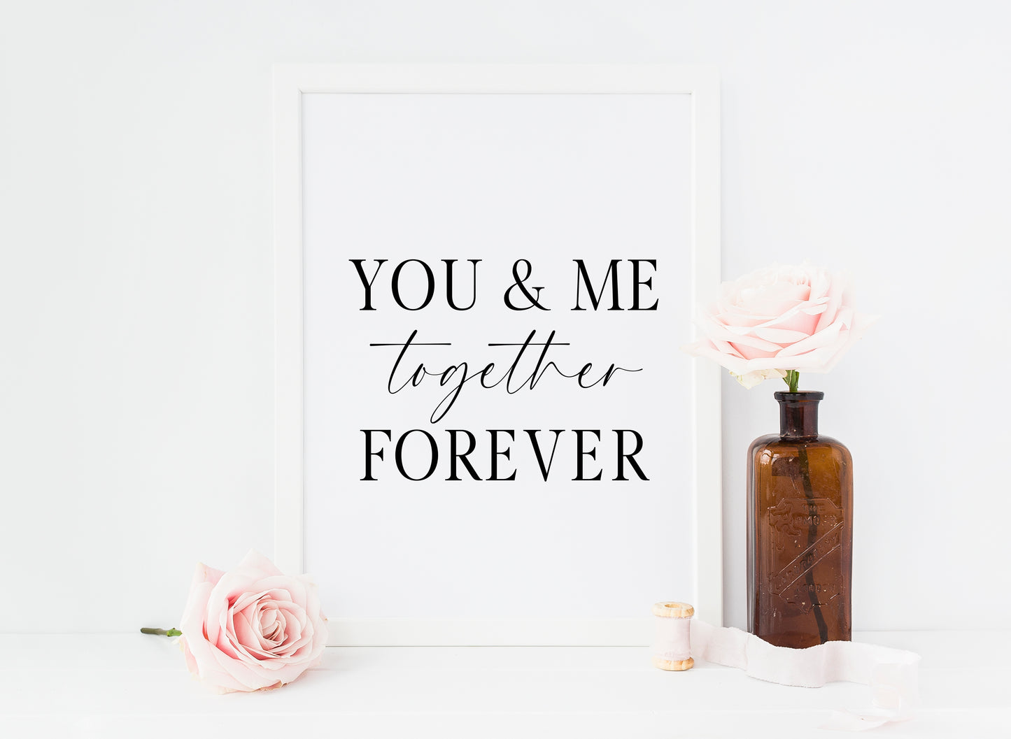 You & me together forever print couples bedroom home unframed wall art poster print, couples gifts, bedroom wall art print