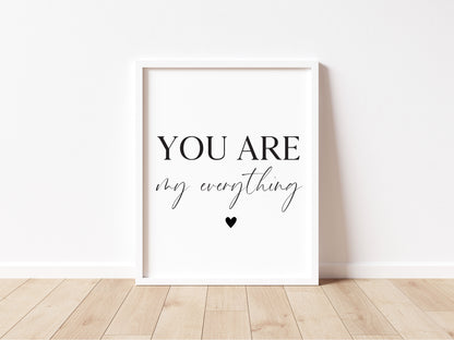 You are my everything heart Print Couples Home Wall Art (unframed)