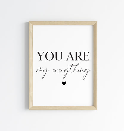 You are my everything heart Print Couples Home Wall Art (unframed)