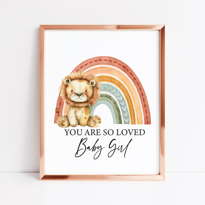 Lion Rainbow You Are So Loved, Baby Boy, Baby Girl Nursery unframed wall art poster