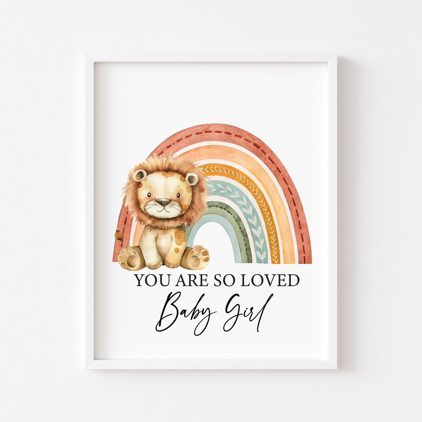 Lion Rainbow You Are So Loved, Baby Boy, Baby Girl Nursery unframed wall art poster