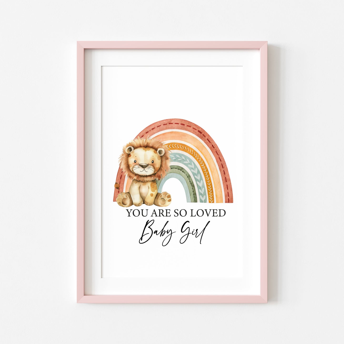 Lion Rainbow You Are So Loved, Baby Boy, Baby Girl Nursery unframed wall art poster