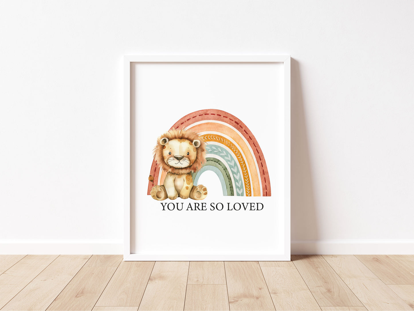 Lion Rainbow You Are So Loved, Baby Boy, Baby Girl Nursery unframed wall art poster