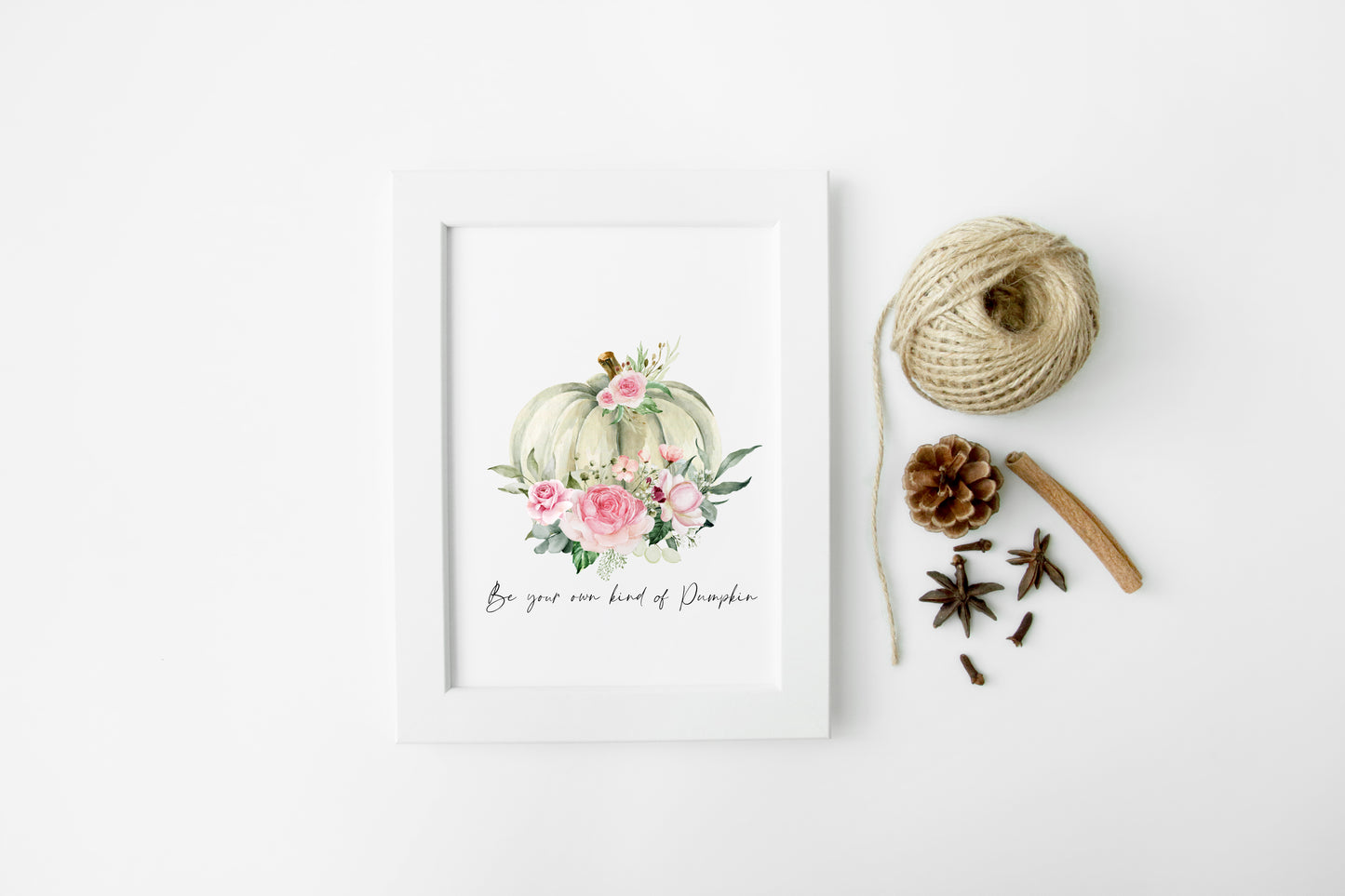 Be your own kind of pumpkin floral autumn watercolour seasonal unframed wall art poster print