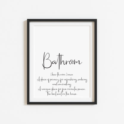 Bathroom definition bathroom toilet washroom funny unframed wall art poster print