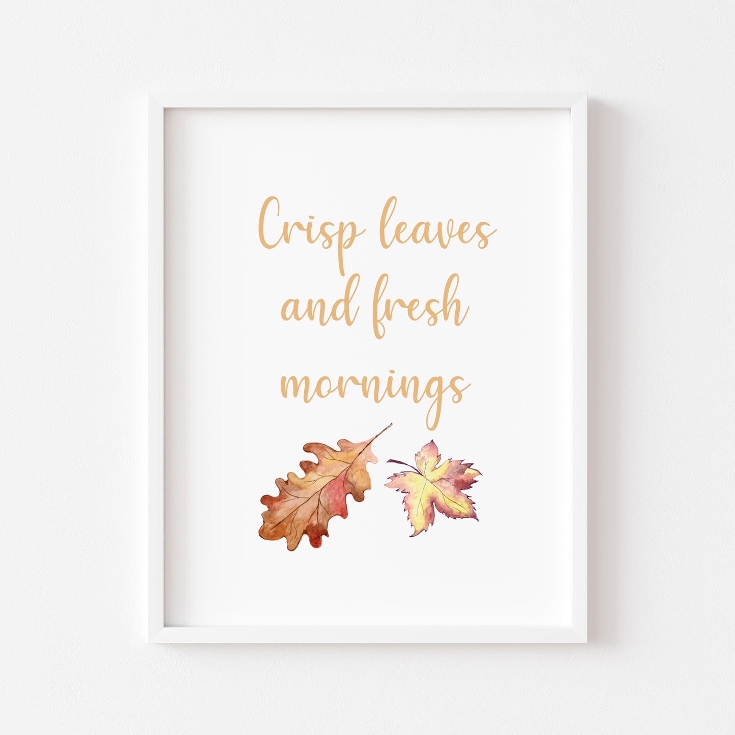 Crisp Leaves and fresh mornings, autumn seasonal watercolour unframed wall art poster print