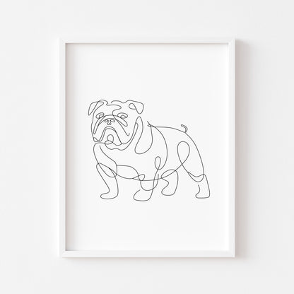 English Bulldog Print Line drawing Dog Wall Art unframed poster