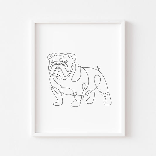 English Bulldog Print Line drawing Dog Wall Art unframed poster