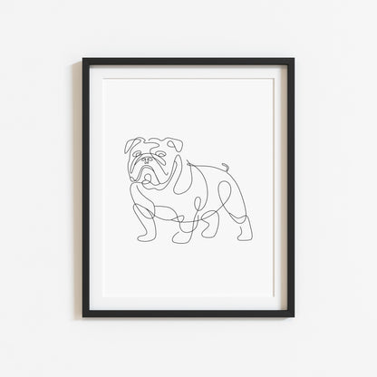 English Bulldog Print Line drawing Dog Wall Art unframed poster