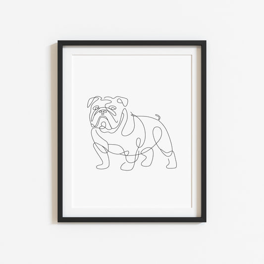 English Bulldog Print Line drawing Dog Wall Art unframed poster