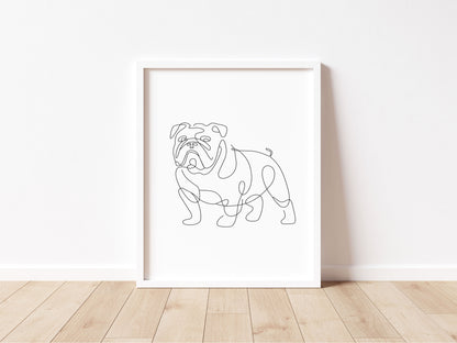English Bulldog Print Line drawing Dog Wall Art unframed poster