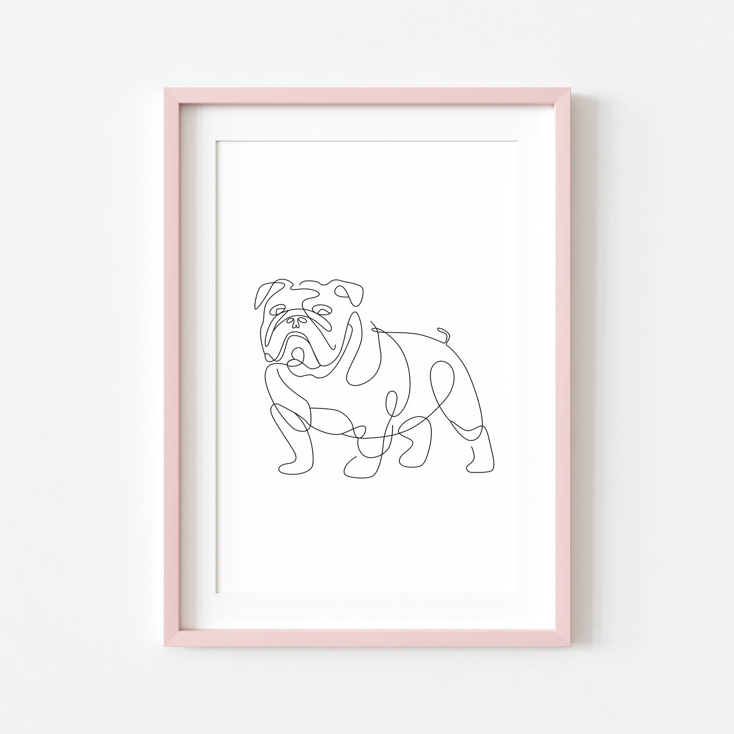 English Bulldog Print Line drawing Dog Wall Art unframed poster