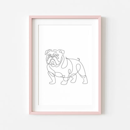 English Bulldog Print Line drawing Dog Wall Art unframed poster