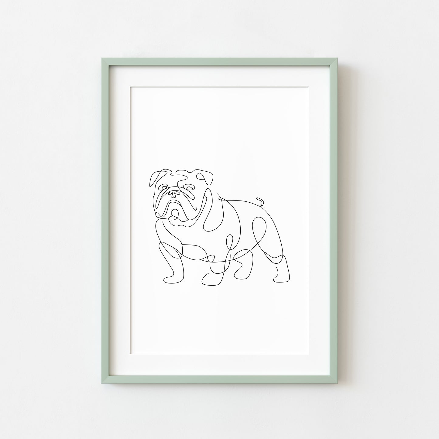 English Bulldog Print Line drawing Dog Wall Art unframed poster