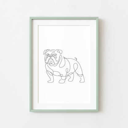 English Bulldog Print Line drawing Dog Wall Art unframed poster
