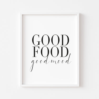 Good food good mood funny kitchen food home sign unframed wall art poster print