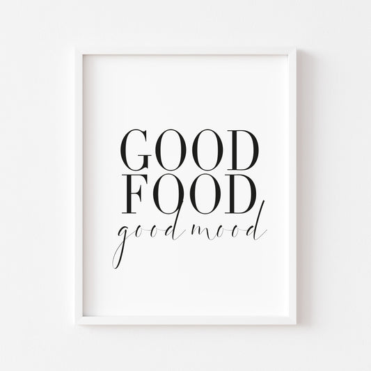 Good food good mood funny kitchen food home sign unframed wall art poster print