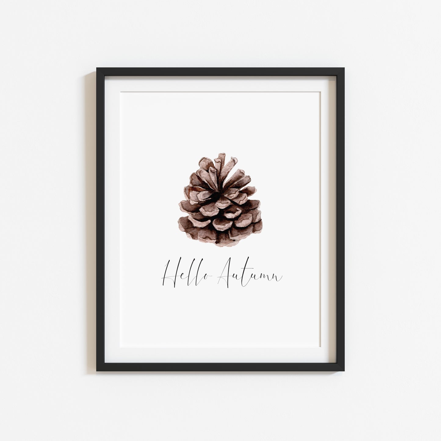 Hello Autumn watercolour pine cone seasonal fall unframed wall art poster print