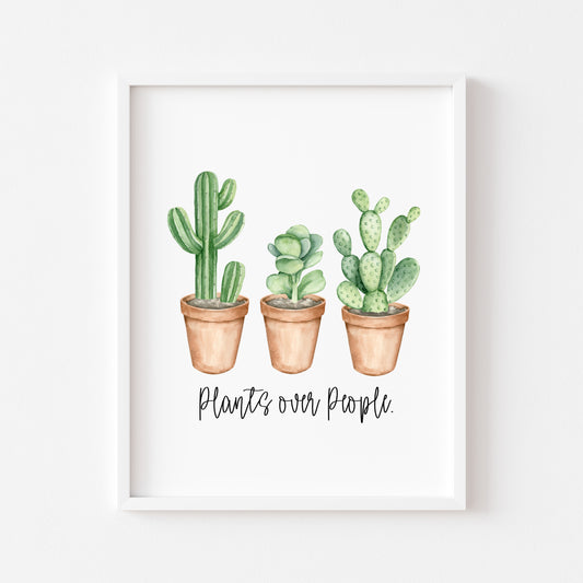 Plants over people cacti cactus succulents watercolour unframed wall art poster print