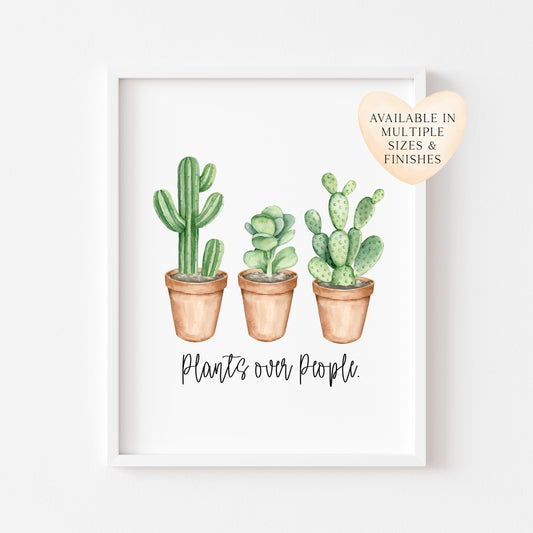 Plants over people cacti cactus succulents watercolour unframed wall art poster print