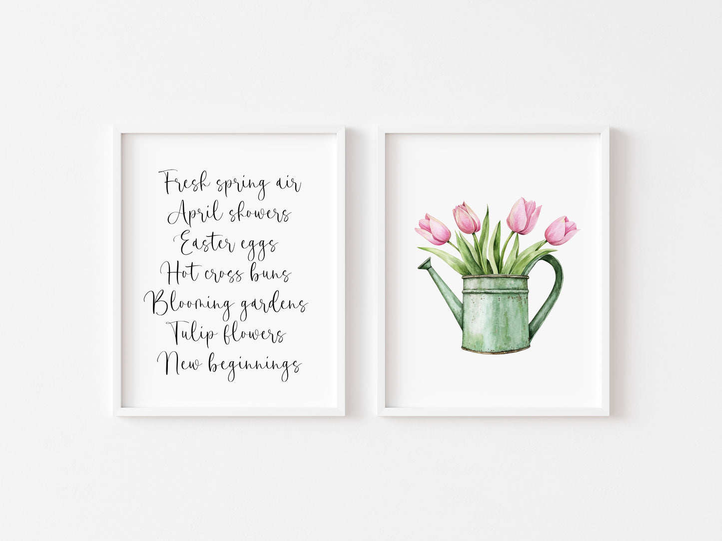 Set of 2 spring prints, spring favourites, description print and tulips gardening can seasonal unframed wall art poster prints, seasonal decor, spring wall art