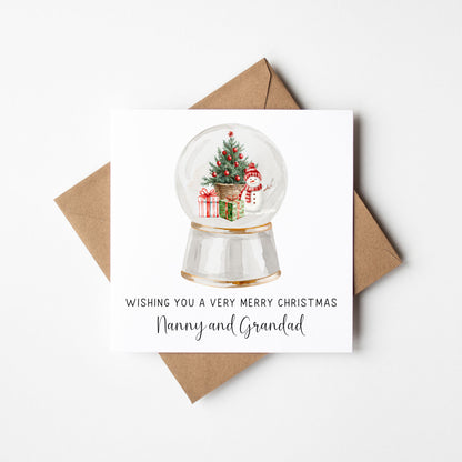 Christmas Card personalised snow globe red decoration family xmas seasonal card with envelope