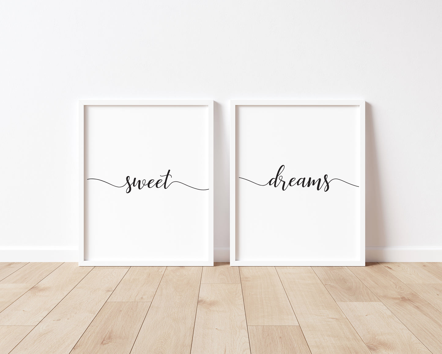 Sweet dreams set of 2 bedroom simplistic swirly home borderless unframed wall art poster prints