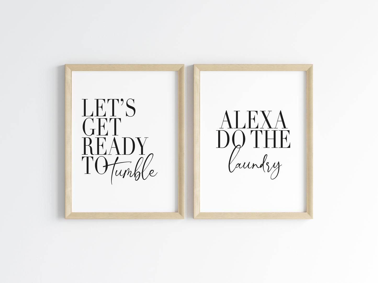 Set of 2 kitchen laundry utility prints, let's get ready to tumble, Alexa do the laundry funny kitchen unframed wall art poster prints