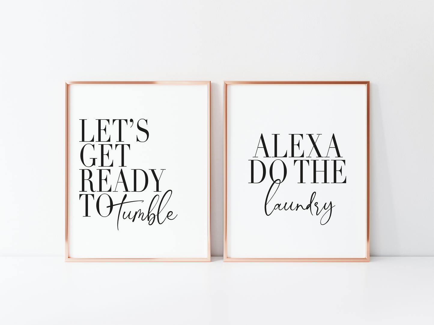 Set of 2 kitchen laundry utility prints, let's get ready to tumble, Alexa do the laundry funny kitchen unframed wall art poster prints