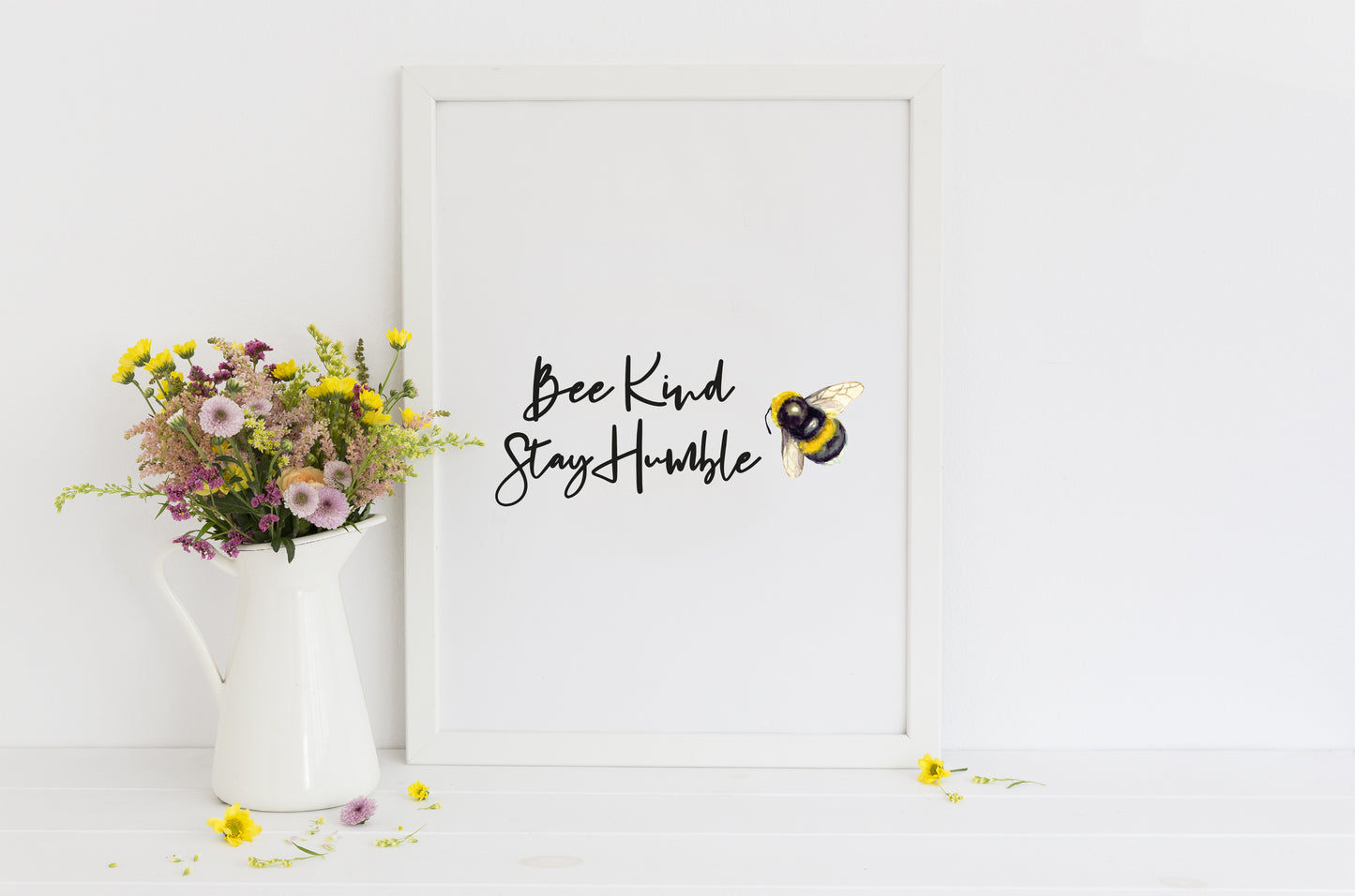 Bee kind stay humble watercolour bee illustration motivational quote unframed wall art poster print