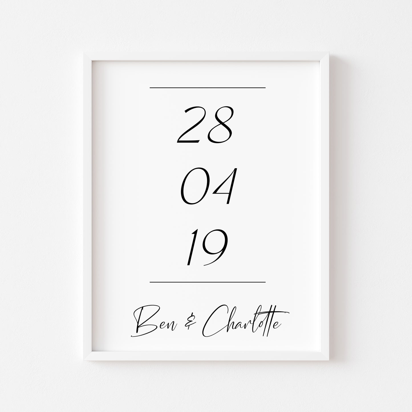 Personalised Print, engagement, couples gift with names & date unframed wall art poster print