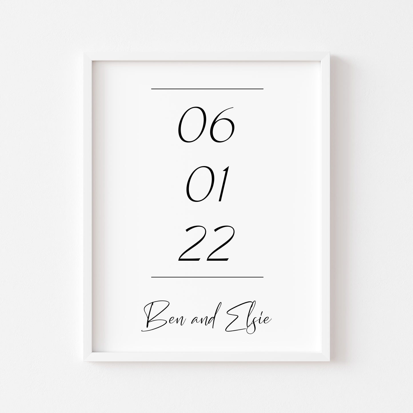 Personalised Print, engagement, couples gift with names & date unframed wall art poster print