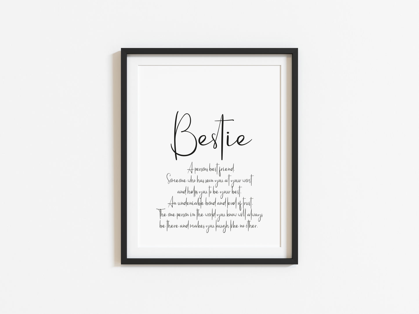 Bestie definition, best friend definition, unframed wall art poster print