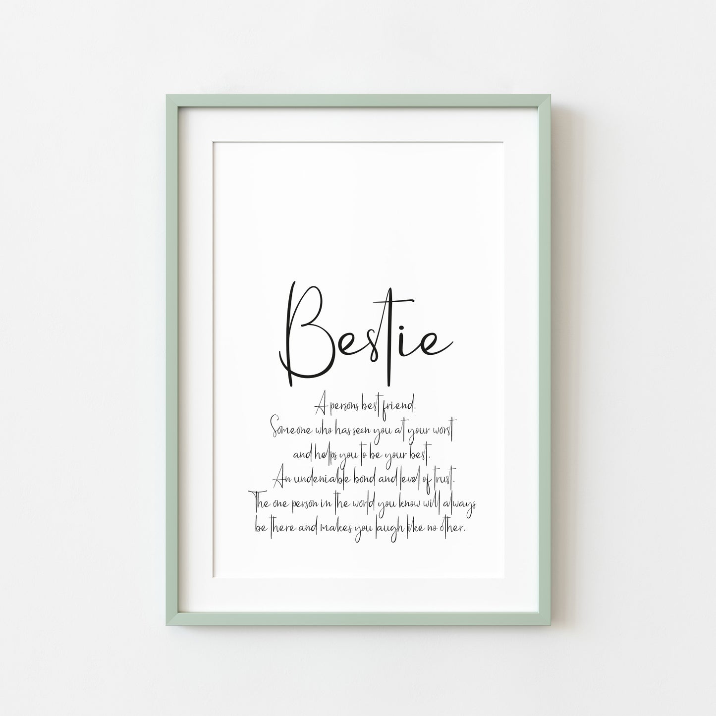 Bestie definition, best friend definition, unframed wall art poster print