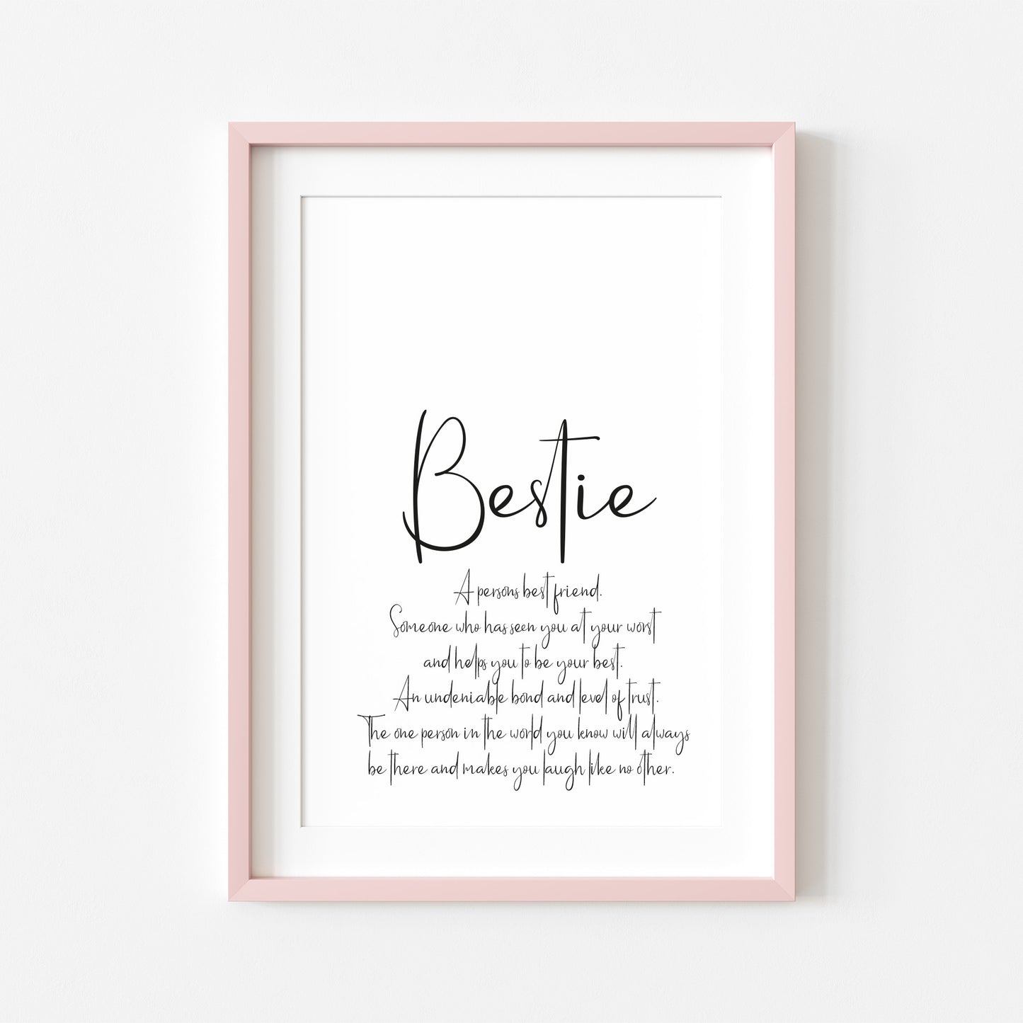 Bestie definition, best friend definition, unframed wall art poster print