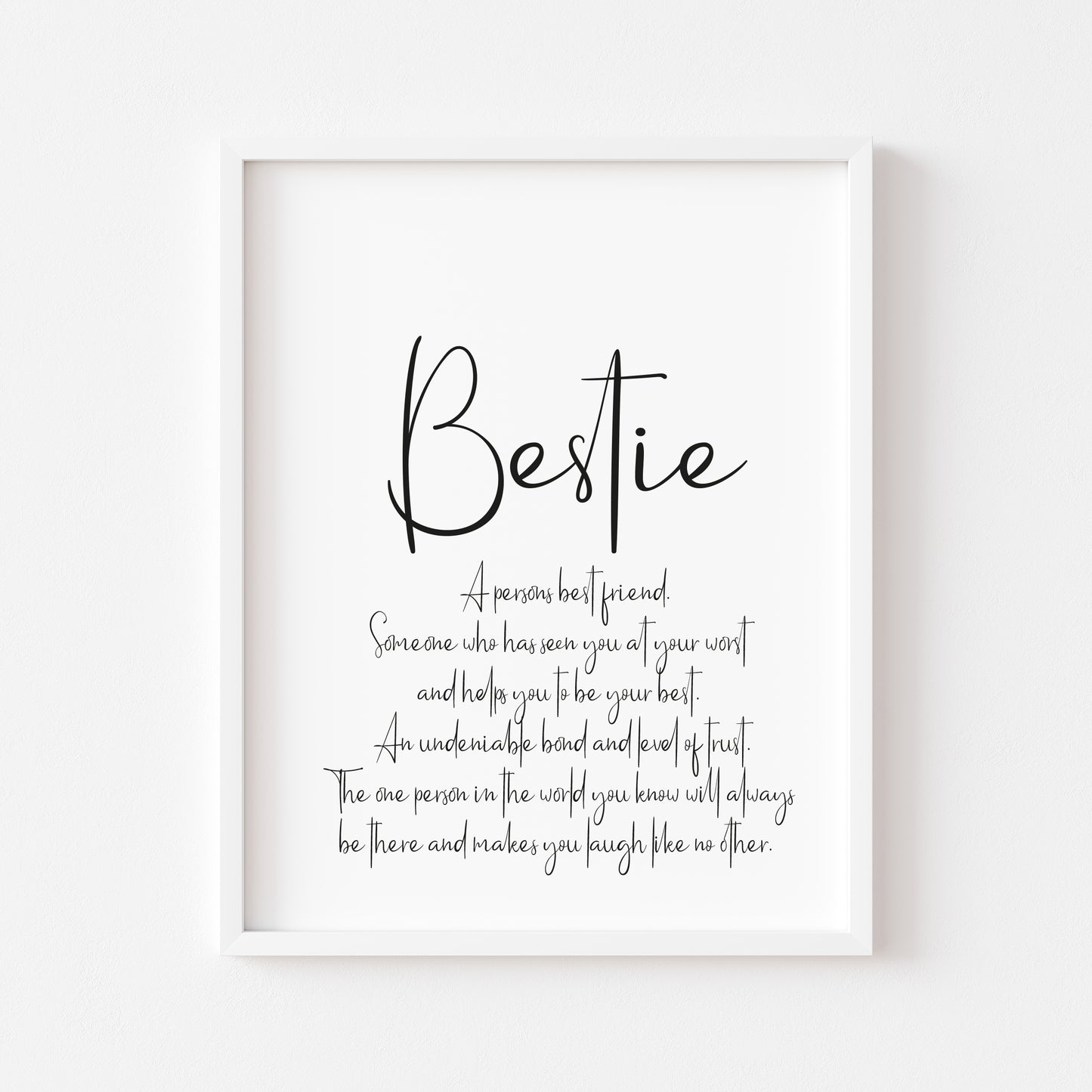 Bestie definition, best friend definition, unframed wall art poster print