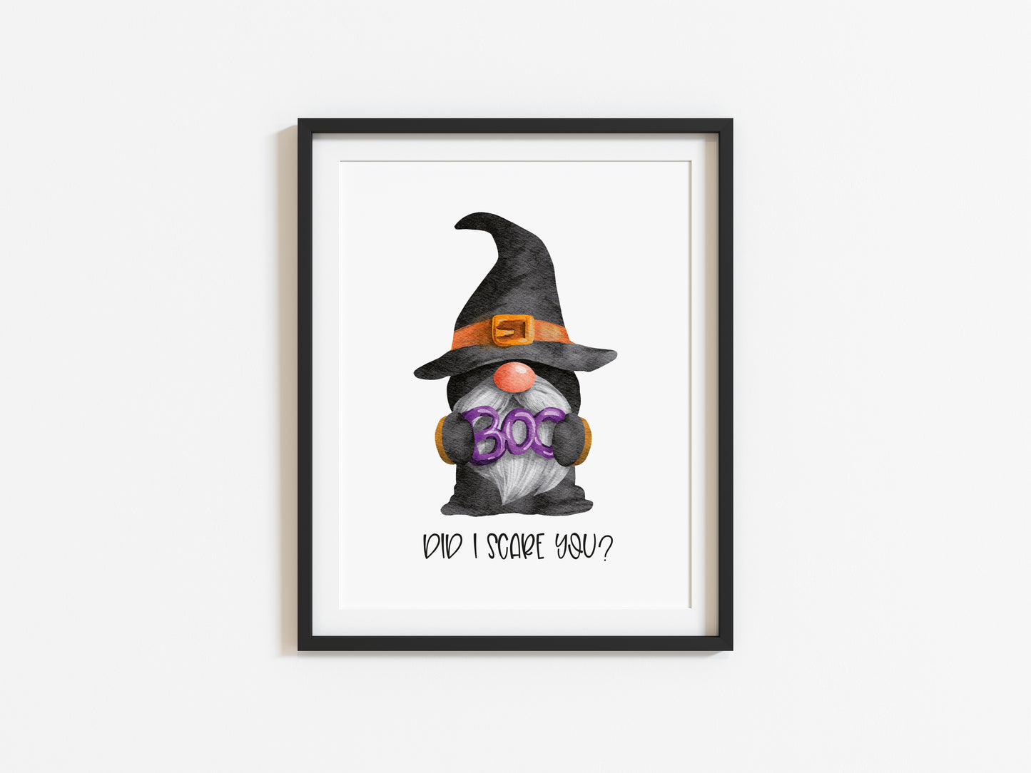 Halloween gonk BOO did i scare you, watercolour seasonal unframed wall art poster print