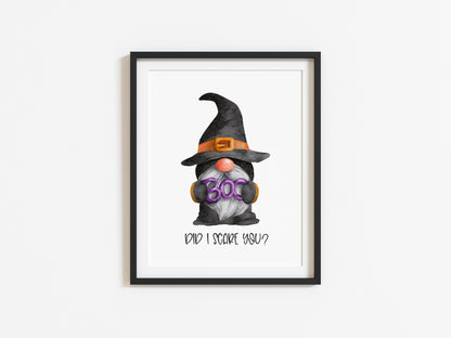 Halloween gonk BOO did i scare you, watercolour seasonal unframed wall art poster print