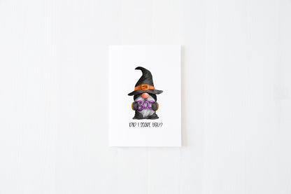 Halloween gonk BOO did i scare you, watercolour seasonal unframed wall art poster print