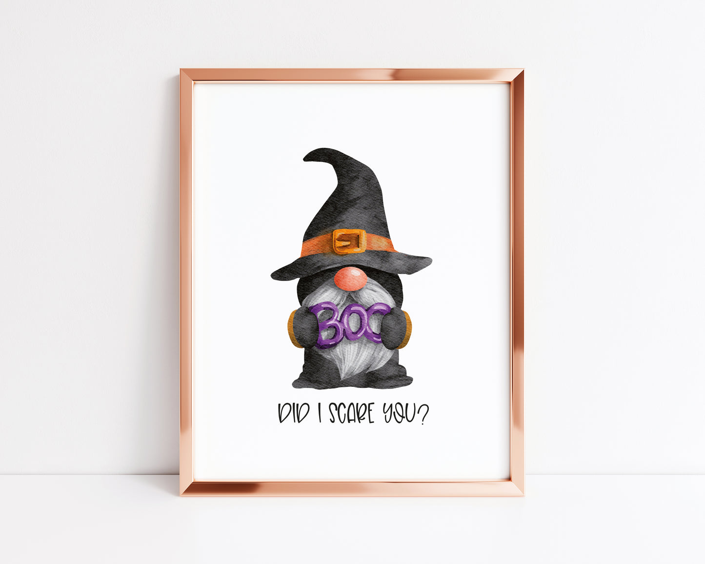 Halloween gonk BOO did i scare you, watercolour seasonal unframed wall art poster print