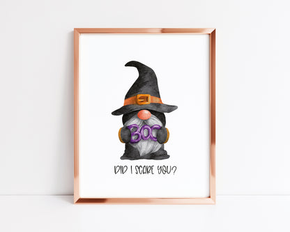 Halloween gonk BOO did i scare you, watercolour seasonal unframed wall art poster print