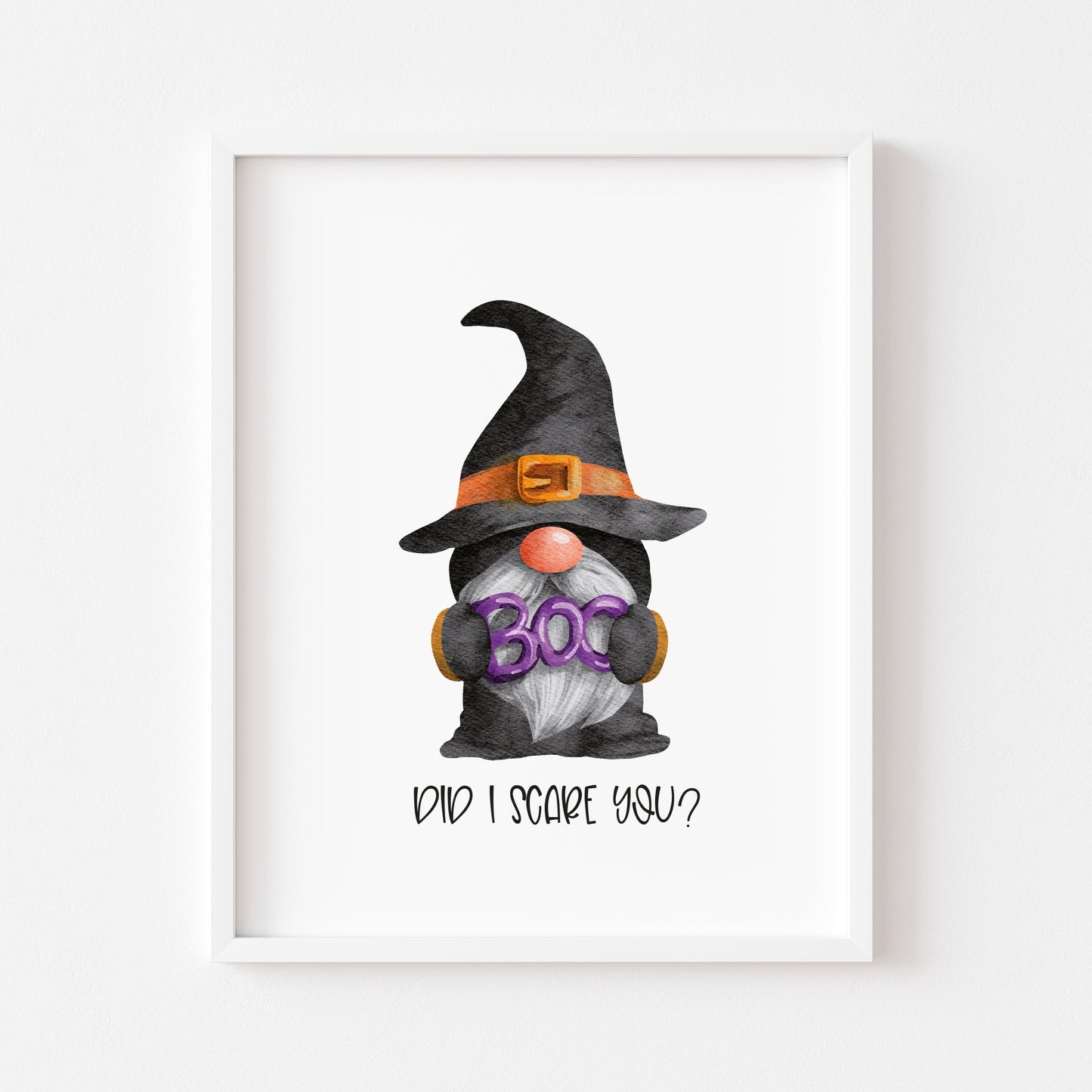 Halloween gonk BOO did i scare you, watercolour seasonal unframed wall art poster print