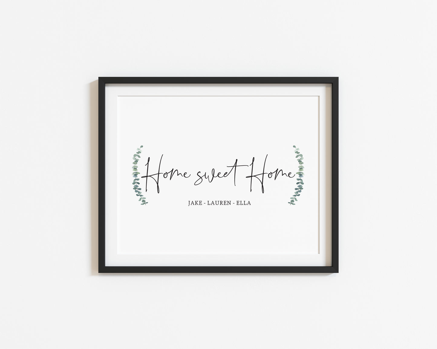 Home sweet home botanical personalised names and or dates bedroom, couples wall art unframed poster print